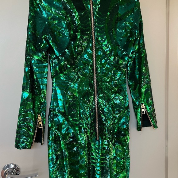 Balmain sequin dress emerald green - Picture 5 of 12